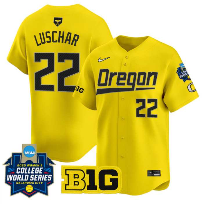 Kai Luschar Jersey #22 Oregon Ducks Softball 2025 World Series Stitched Yellow