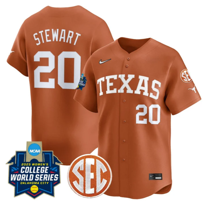 Katie Stewart Jersey #20 Texas Longhorns 2025 World Series Stitched Orange