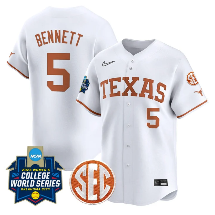 Kaydee Bennett Jersey #5 Texas Longhorns 2025 World Series Stitched White