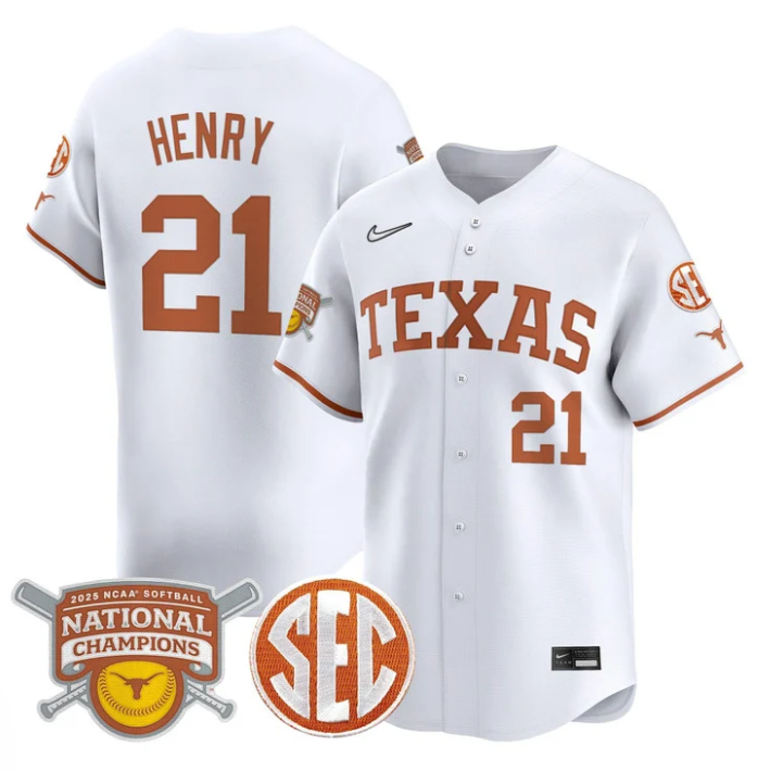 Kayden Henry Jersey #21 Texas Longhorns 2025 National Champions White