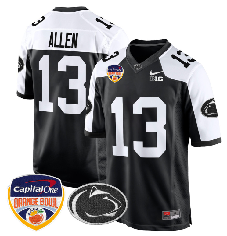 Kaytron Allen Jersey #13 Custom Penn State Orange Bowl Patch Black Alternate