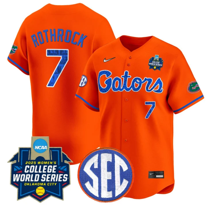 Keagan Rothrock Jersey #7 Florida Gators Softball 2025 World Series Stitched Orange