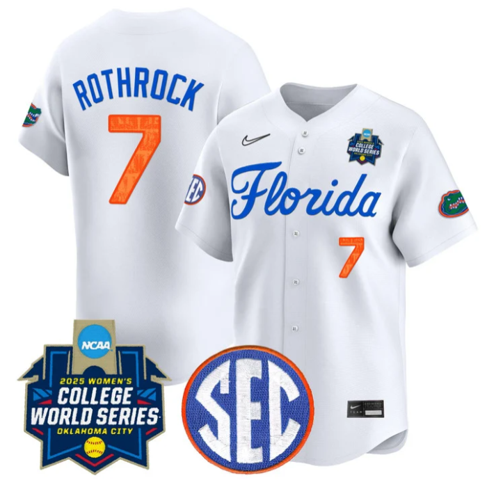 Keagan Rothrock Jersey #7 Florida Gators Softball 2025 World Series Stitched White