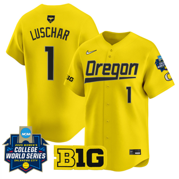 Kedre Luschar Jersey #1 Oregon Ducks Softball 2025 World Series Stitched Yellow