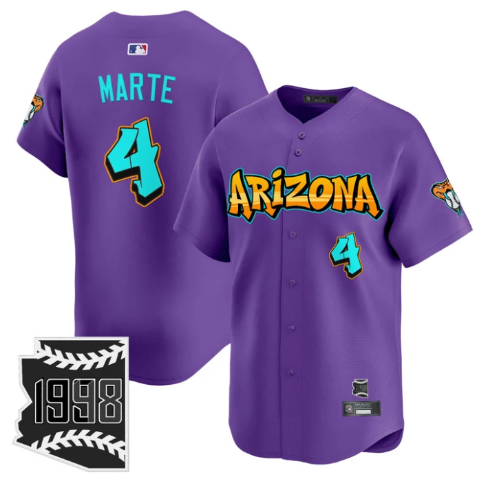 Ketel Marte Jersey #4 Arizona Diamondbacks Graffiti Desert Ink Edition Purple