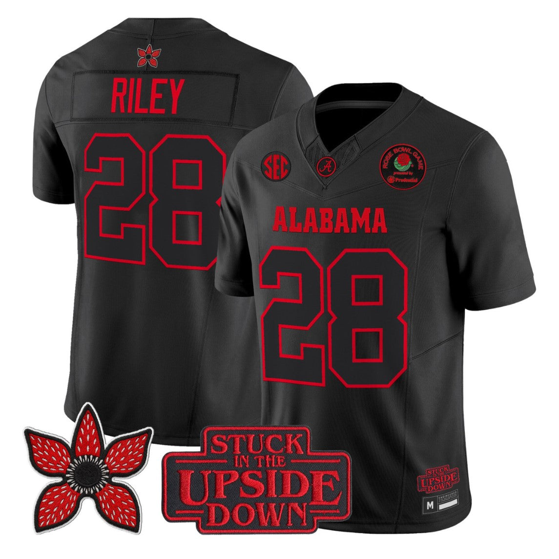 Kevin Riley Jersey #28 Alabama Crimson Stranger Things 2025 Rose Bowl Stitched