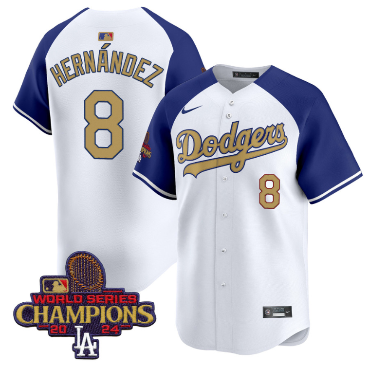 Kike Hernandez Jersey #8 Dodgers 2025 Gold Vapor Premier Stitched Alternate