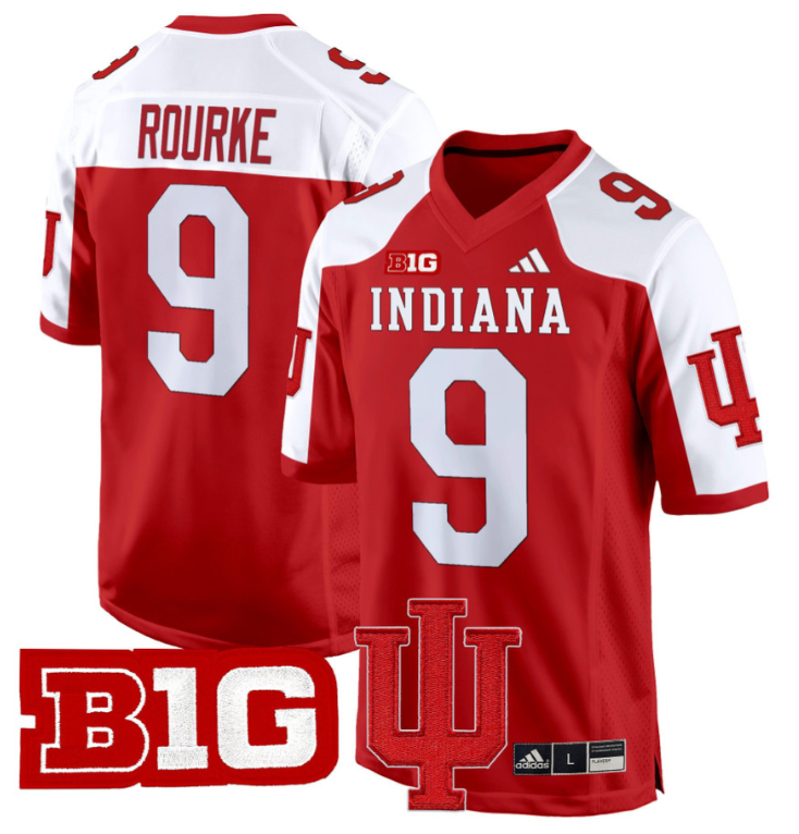 Kurtis Rourke Jersey #9 Indiana Hoosiers 2024 Game V2 Football Crimson Alternate