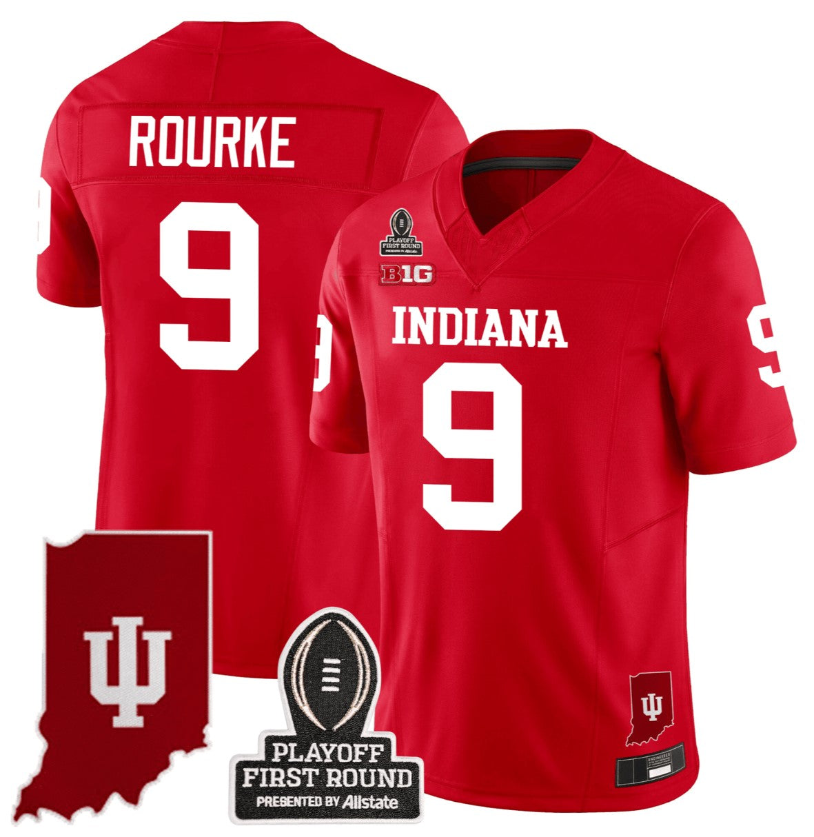 Kurtis Rourke Jersey #9 Indiana Hoosiers CFP First Round Patch Football Red