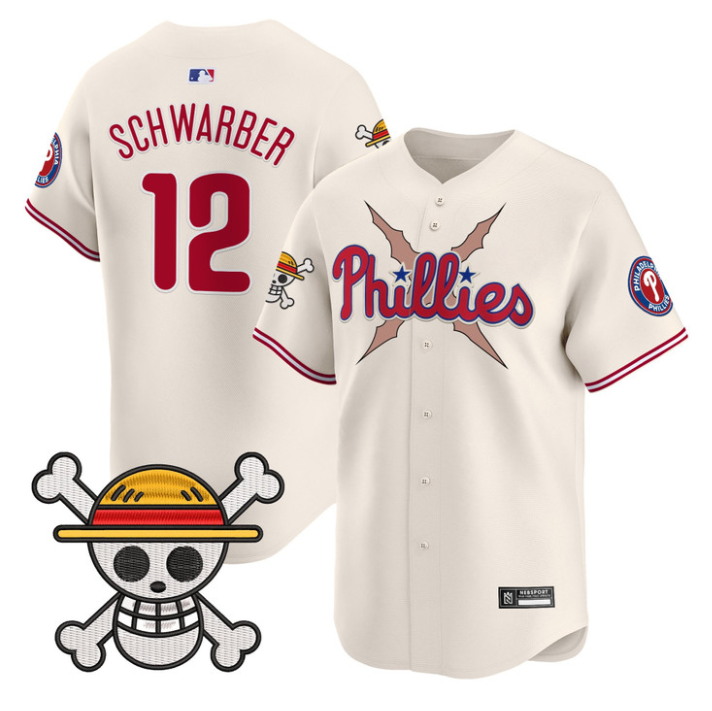 Kyle Schwarber Jersey #12 Philadelphia Phillies One Piece 2025 Stitched Cream