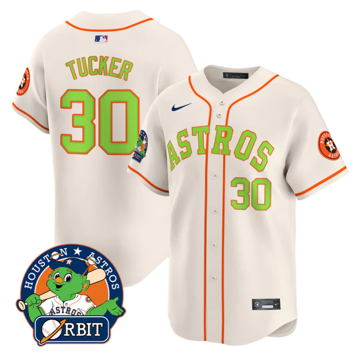 Kyle Tucker Jersey #30 Astros Orbit Patch Vapor Premier Limited V2 Stitched Cream