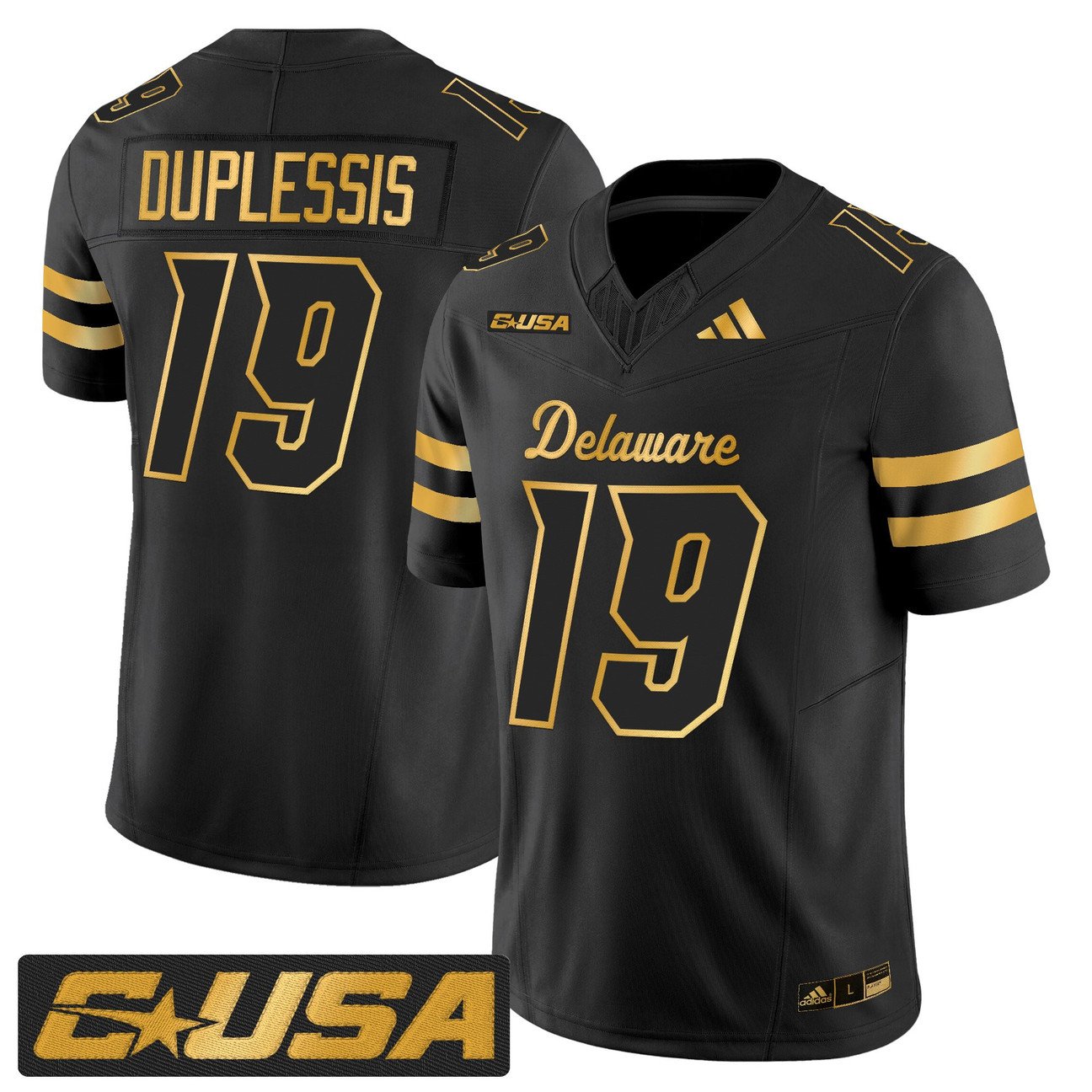 Kyre Duplessis Jersey #19 Delaware Blue Hens 2025 Gold Stitched