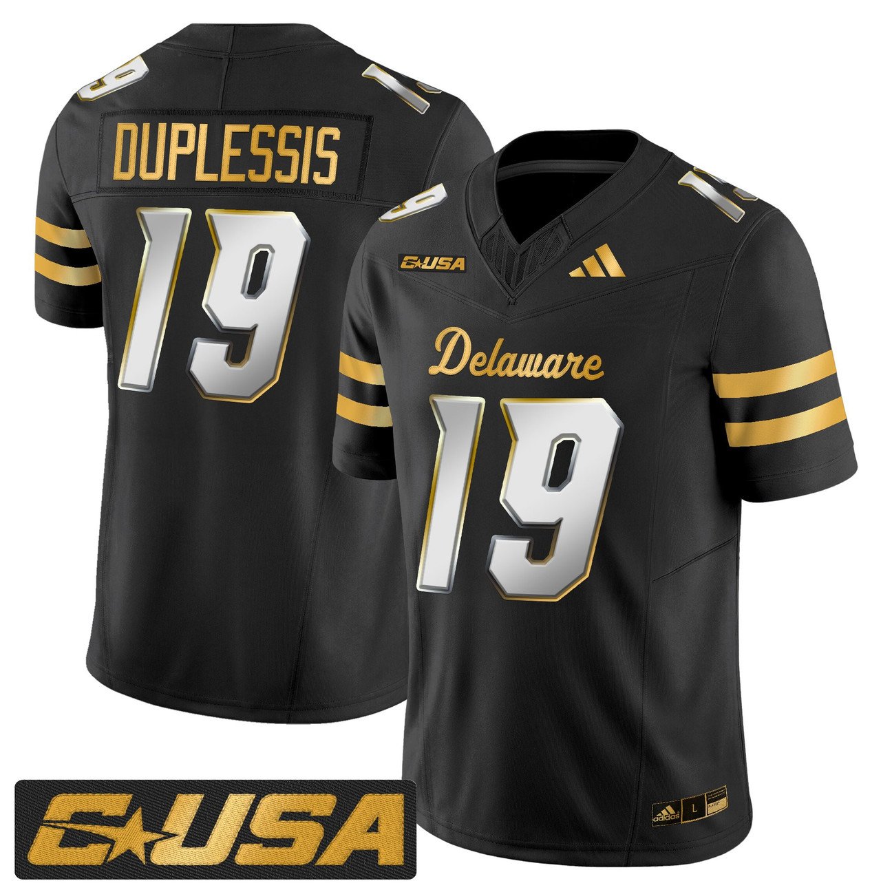 Kyre Duplessis Jersey #19 Delaware Blue Hens 2025 Gold Stitched