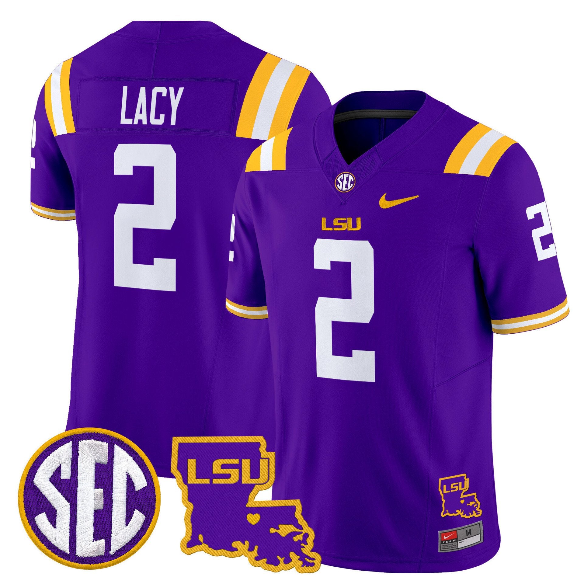 Kyren Lacy Jersey #2 LSU Tigers 2025 Louisiana Patch Stitched Purple
