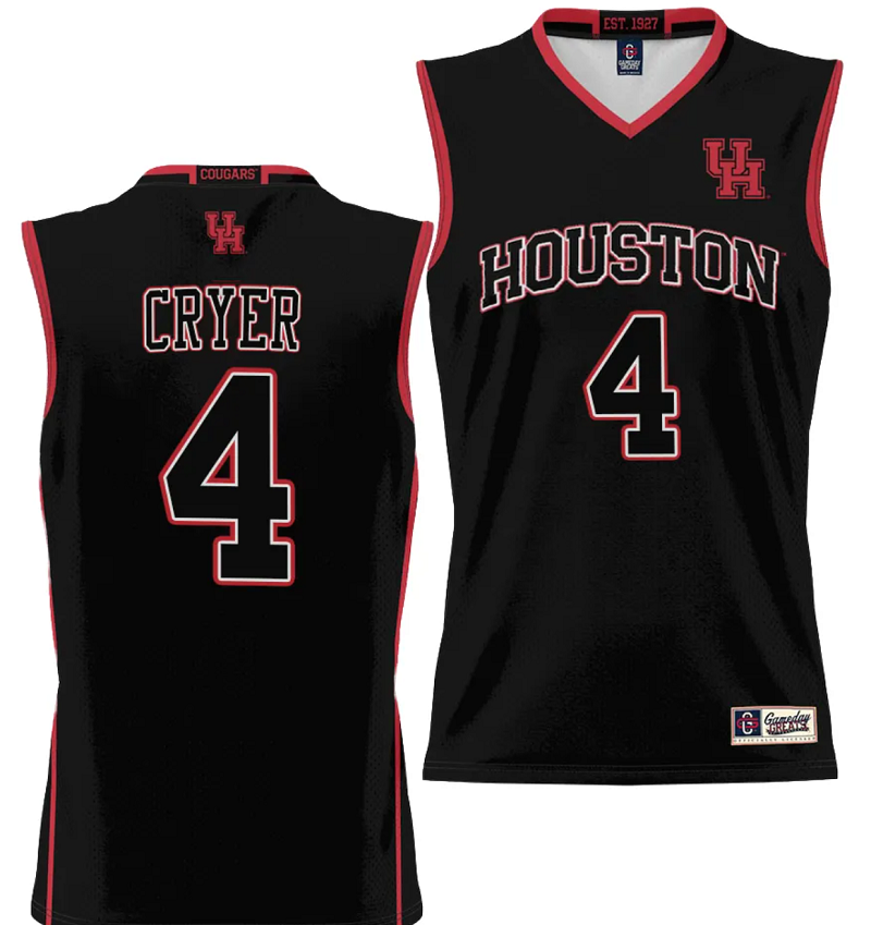 LJ Cryer Jersey #4 Houston Cougars NIL College Basketball Lightweight Black