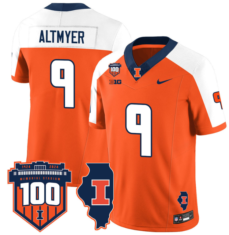 Luke Altmyer Jersey #9 Illinois Fighting Vapor Limited College Football Stitched Orange Alternate