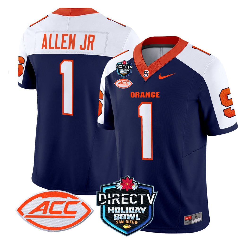 LeQuint Allen Jersey #1 Syracuse Orange 2025 Holiday Bowl Patch Navy Alternate