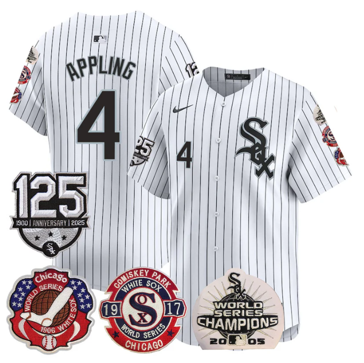 Luke Appling Jersey #4 Chicago White Sox 125th Anniversary World Series Champions White