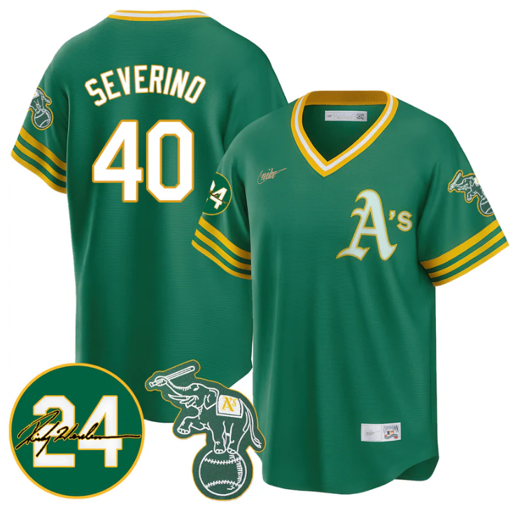 Luis Severino Jersey #40 Oakland Athletics 2025 Rickey Henderson Memorial Stitched Throwback