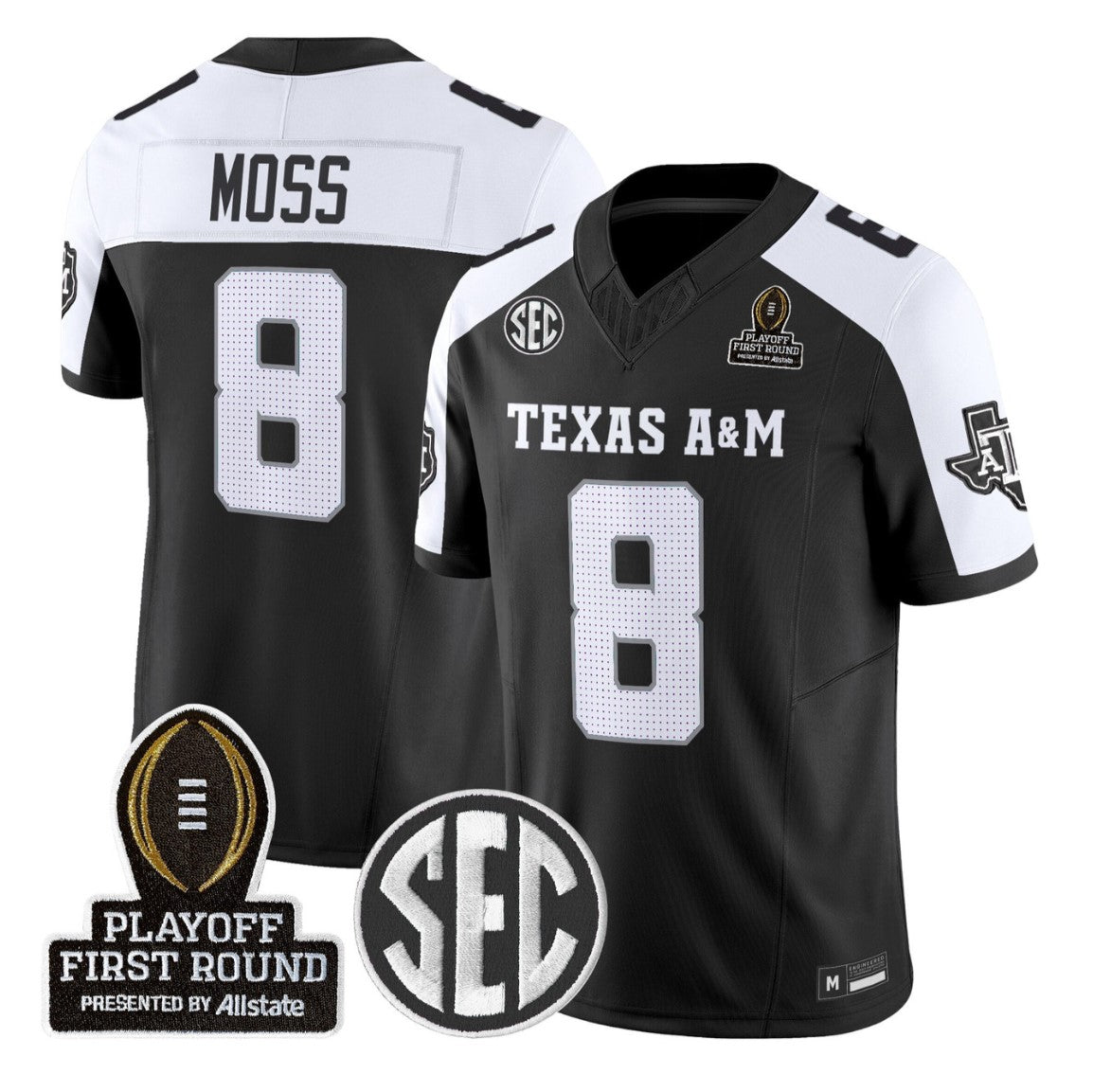 Le'Veon Moss Jersey #8 Texas A&M Aggies 2025 Playoff First Round Stitched