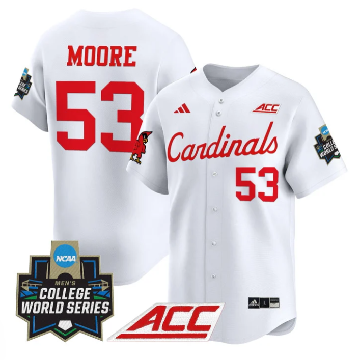 Lucas Moore Jersey #53 Louisville Cardinals 2025 World Series Stitched White