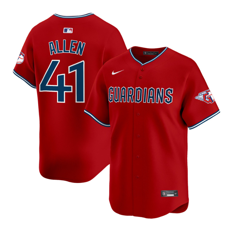 Logan Allen Jersey #41 Cleveland Guardians 2025 Vapor Premier Limited All Stitched Red