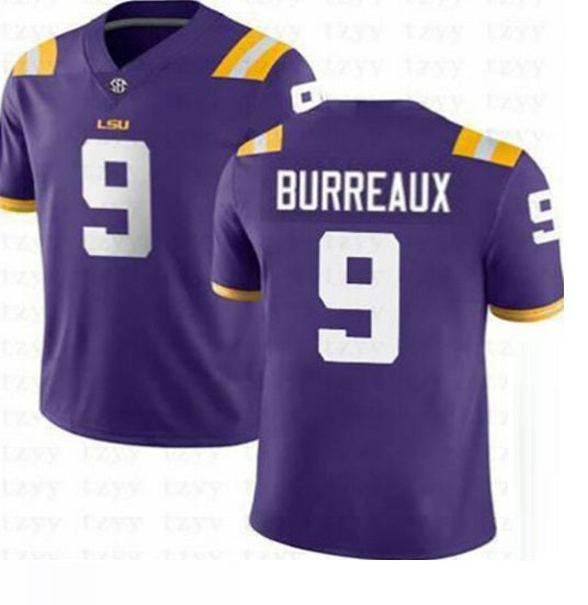 LSU Tigers #9 Joe Burreaux NCAA Football Jersey Purple