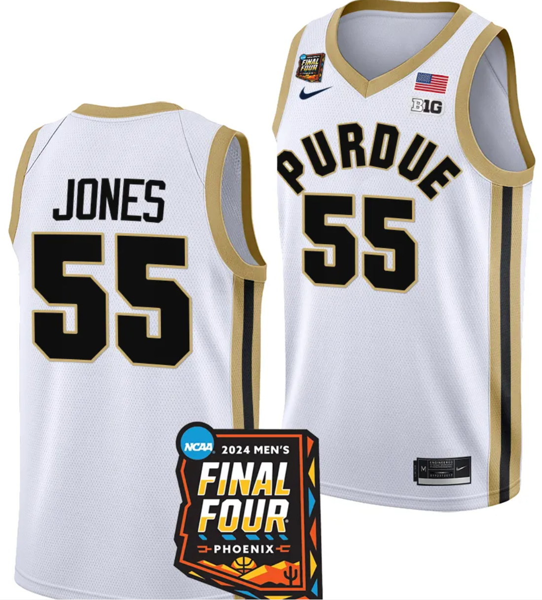 Lance Jones Jersey #55 Purdue Boilermakers 2024 NCAA March Madness Final Four Basketball White