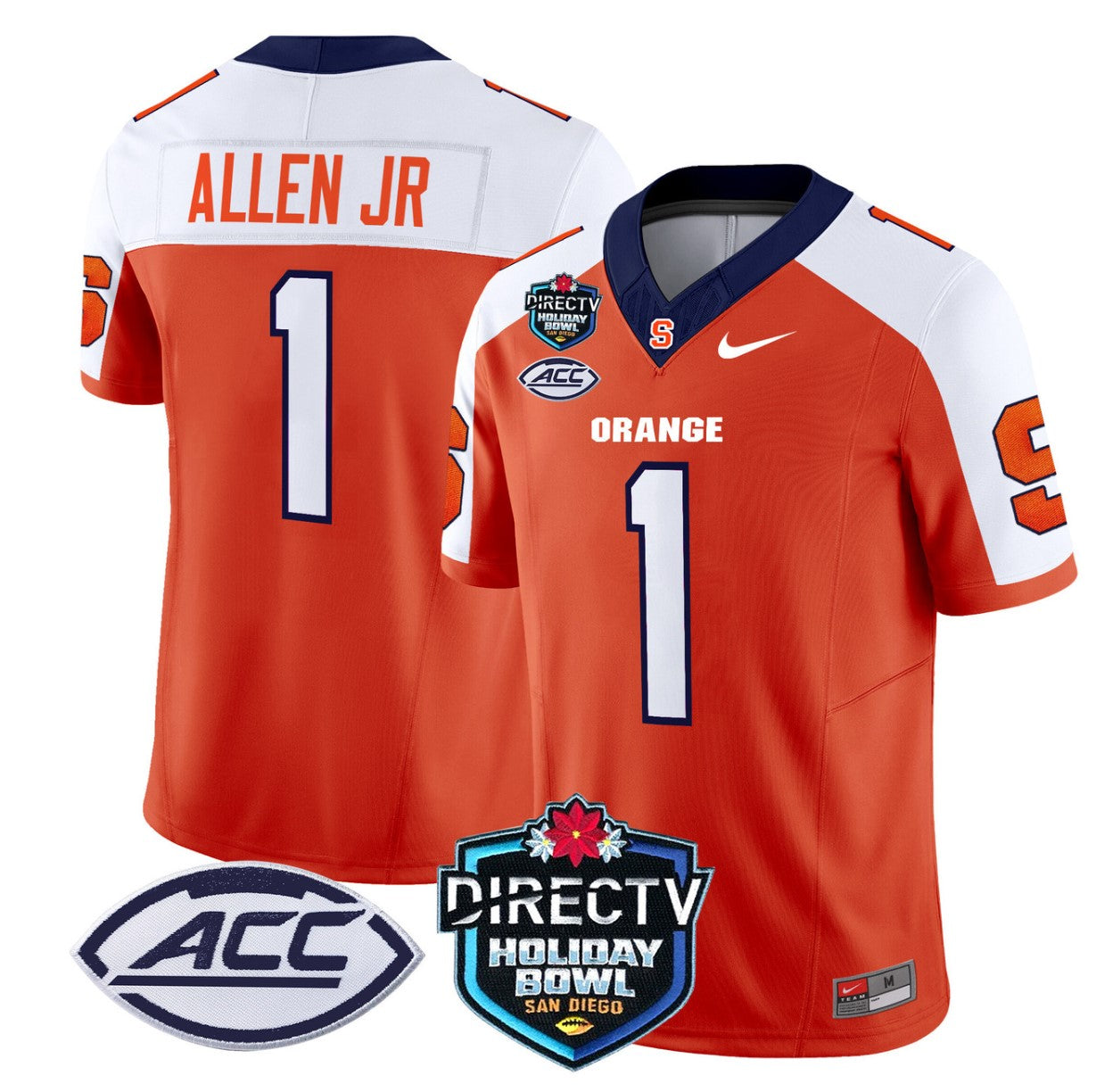LeQuint Allen Jersey #1 Syracuse Orange 2025 Holiday Bowl Patch Orange Alternate