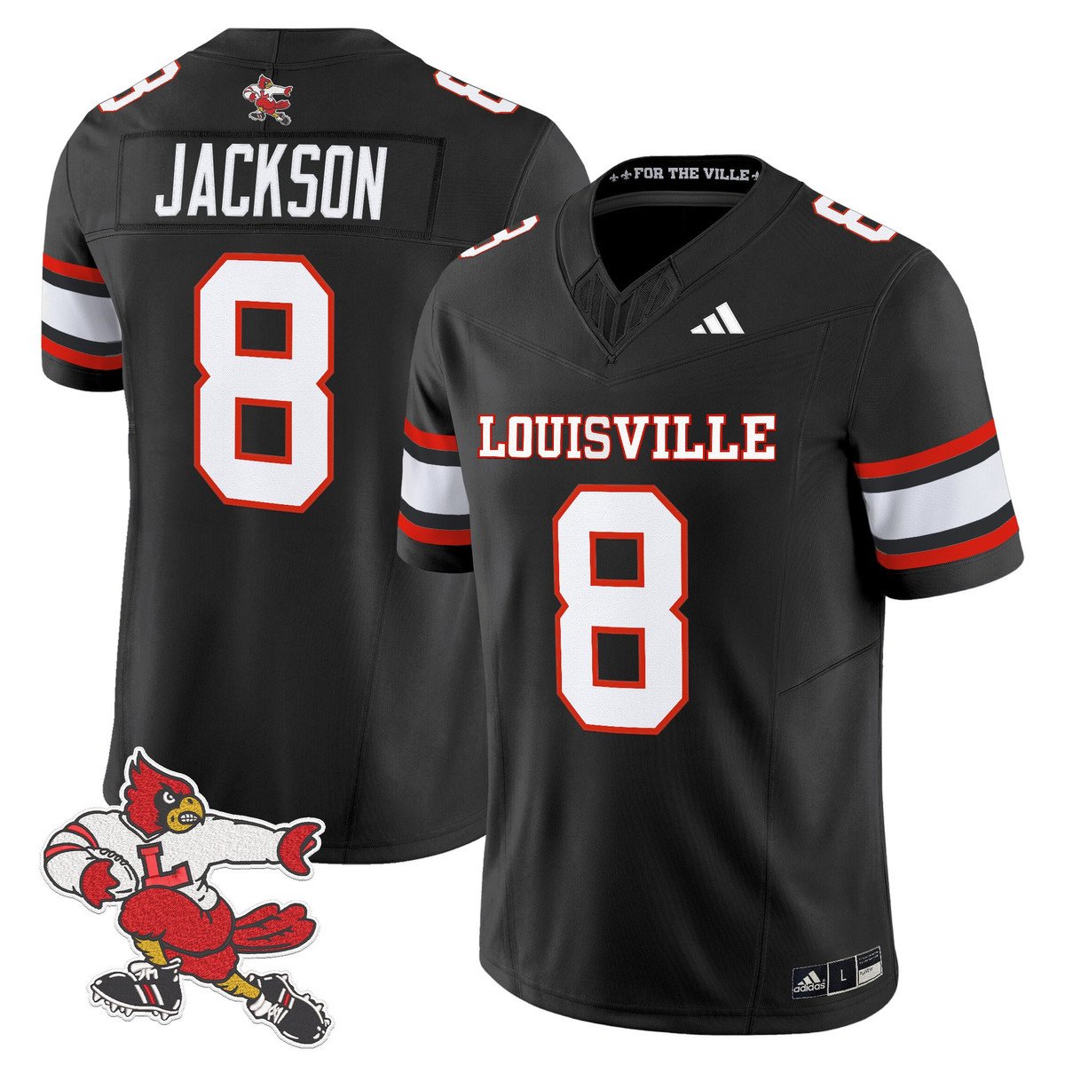 Lamar Jackson Jersey #8 Louisville Cardinals 1980s Throwback Stitched Black