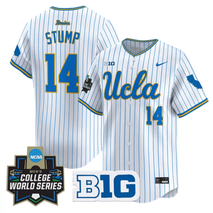 Landon Stump Jersey #14 UCLA Bruins 2025 World Series Stitched Pinstripe