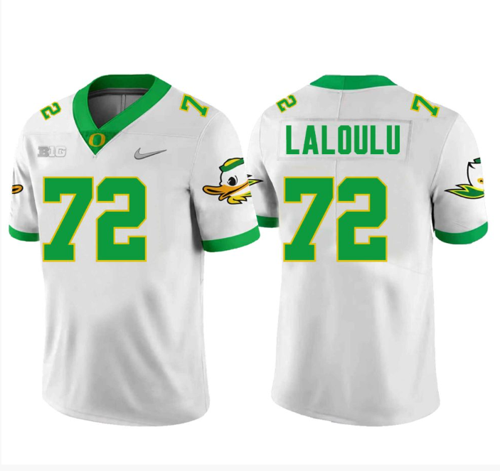 Lapani Laloulu Jersey #72 Oregon Ducks Football White