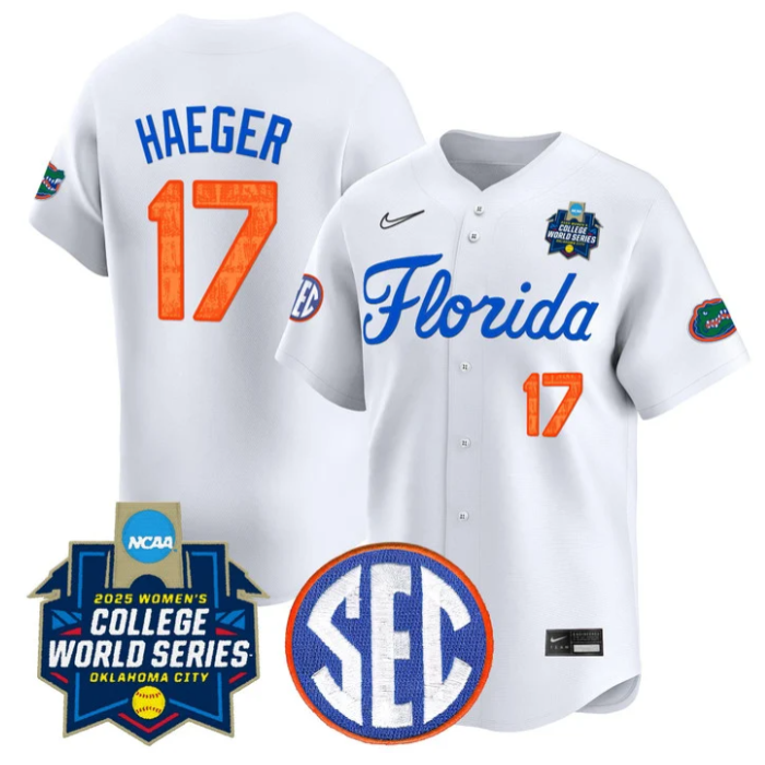 Lauren Haeger Jersey #17 Florida Gators Softball 2025 World Series Stitched White