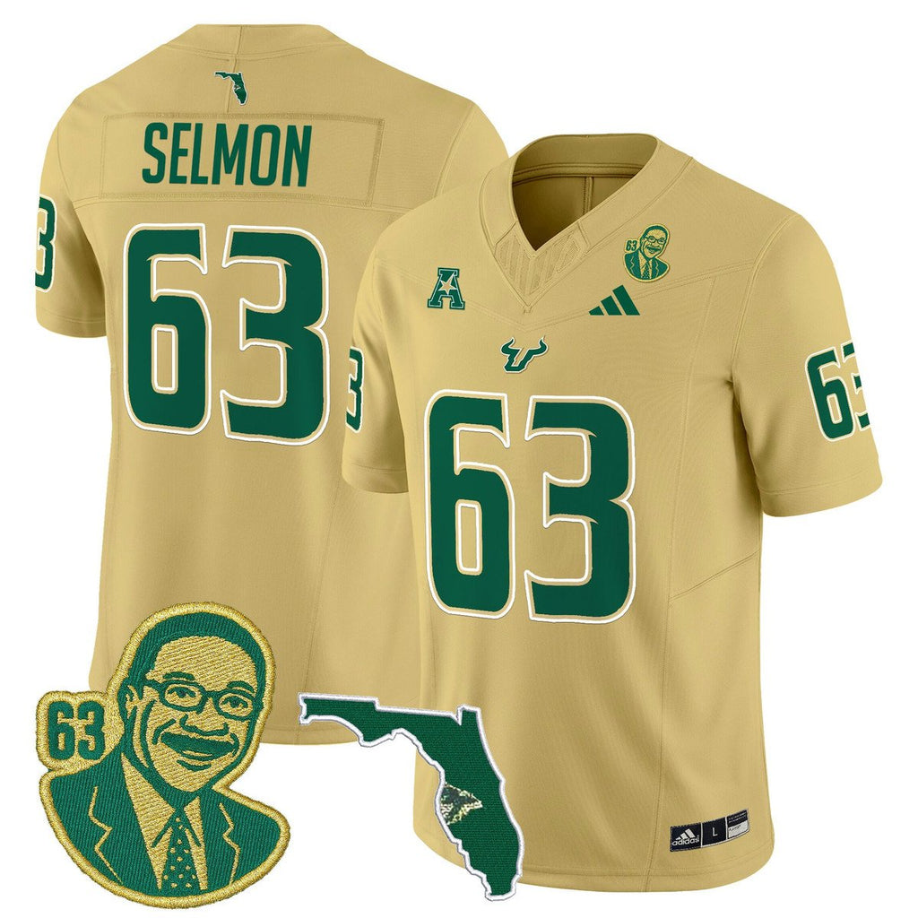 Lee Roy Selmon Jersey #63 South Florida Bulls Legacy Edition Stitched Gold