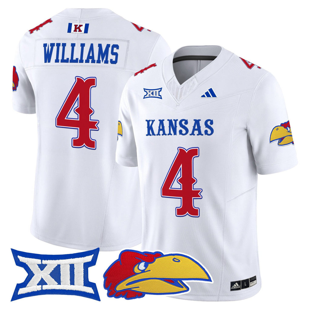 Leshon Williams Jersey #4 Kansas Jayhawks 2025 Vapor Limited Stitched White