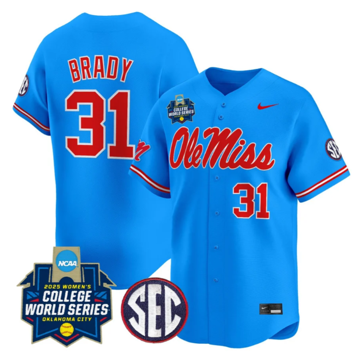 Lexie Brady Jersey #31 Ole Miss Rebels Softball 2025 World Series Stitched Blue