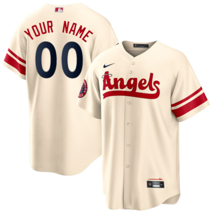 Los Angeles Angles Cream Custom Jersey - All Stitched