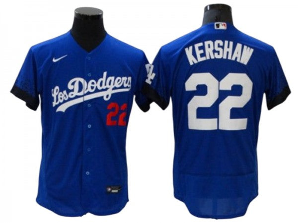 Los Angeles Dodgers #22 Clayton Kershaw City Connect Flex Base Jersey - Royal