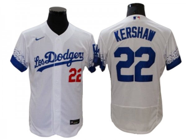 Los Angeles Dodgers #22 Clayton Kershaw City Connect Flex Base Jersey - White