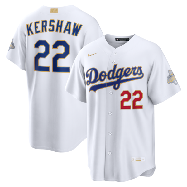 Los Angeles Dodgers #22 Clayton Kershaw White 2026 Gold Collection Stadium Jersey