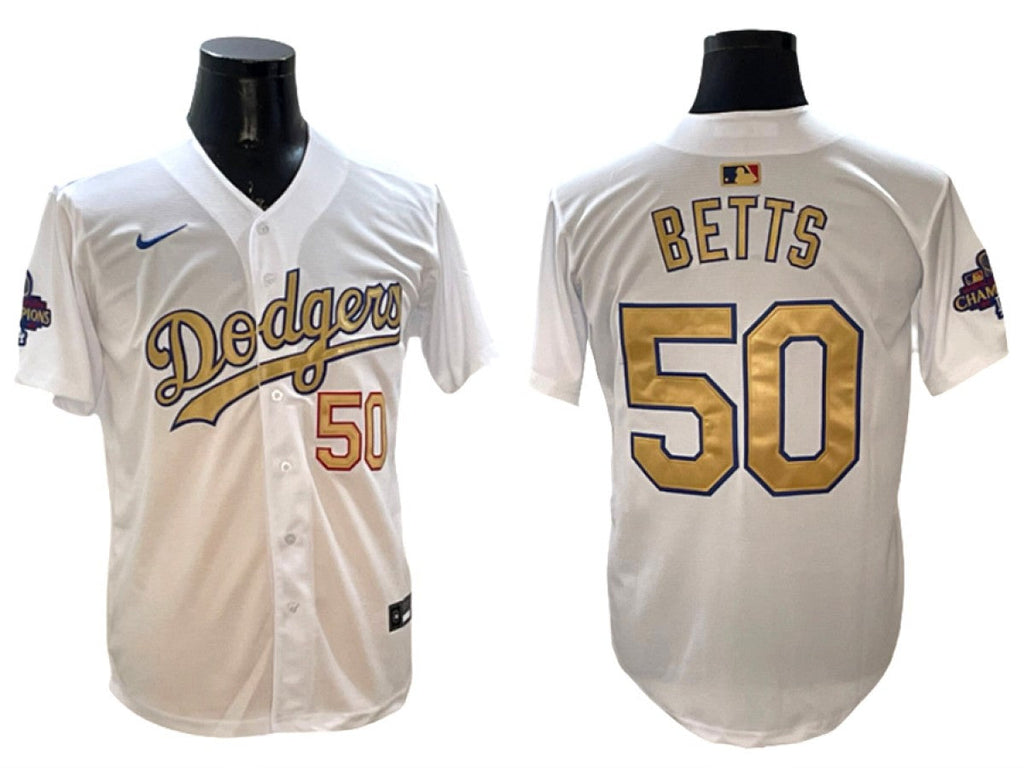Los Angeles Dodgers #50 Mookie Betts White 2025 Gold Collection Limited Jersey