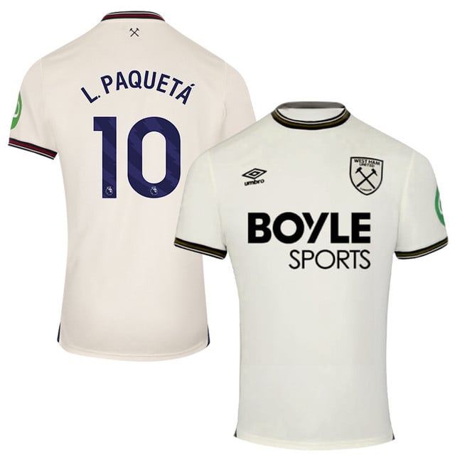 Lucas Paqueta #10 West Ham United 2025-26 Away Match Jersey – Cream