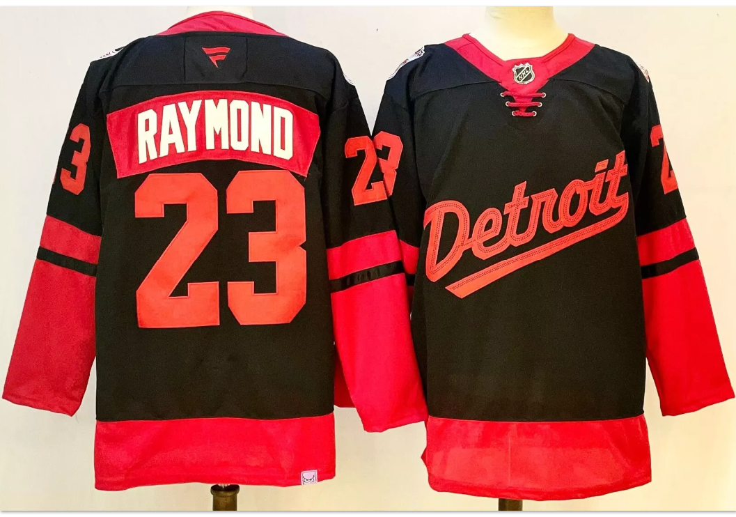 Lucas Raymond Jersey #23 Detroit Red Wings 2025 Stadium Series Stitched Black