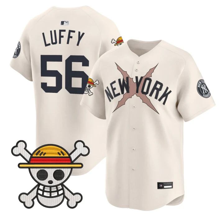 Luffy Jersey #56 Yankees One Piece Vapor Premier Limited Stitched