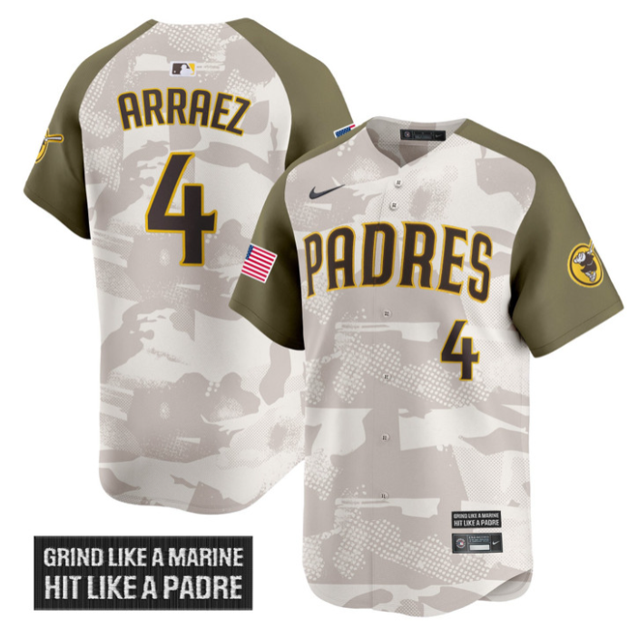 Luis Arraez Jersey #4 San Diego Padres 2025 Armed Forces Day Vapor Stitched Alternate