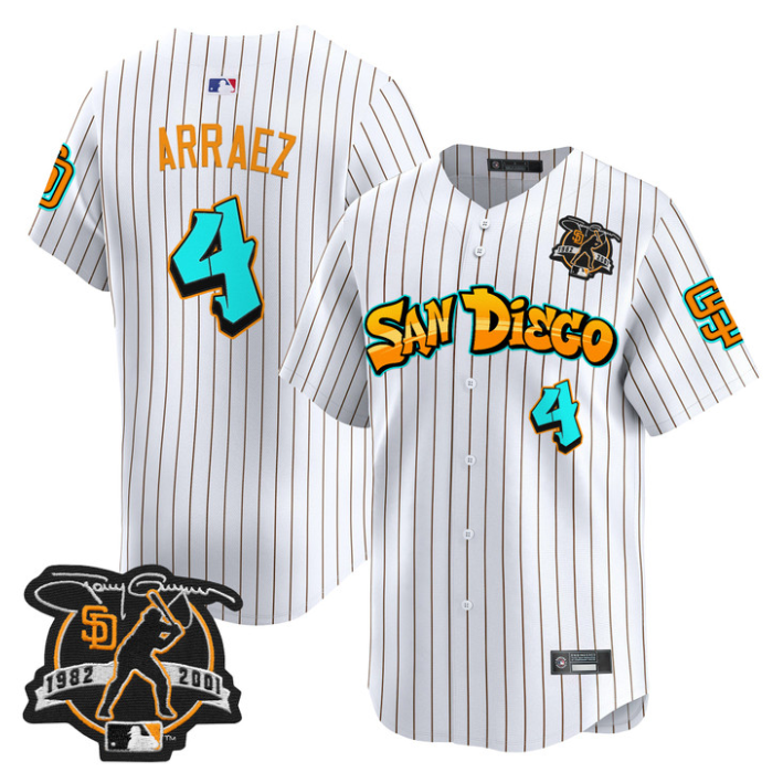 Luis Arraez Jersey #4 San Diego Padres Graffiti Barrio Edition Stitched Stripes
