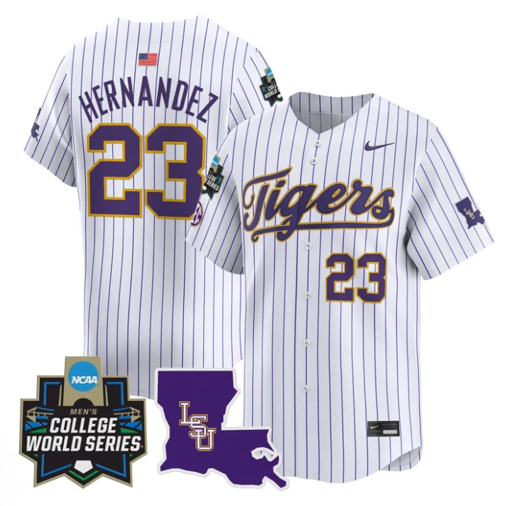 Luis Hernandez Jersey #23 LSU Tigers 2025 World Series Stitched Pinstripe