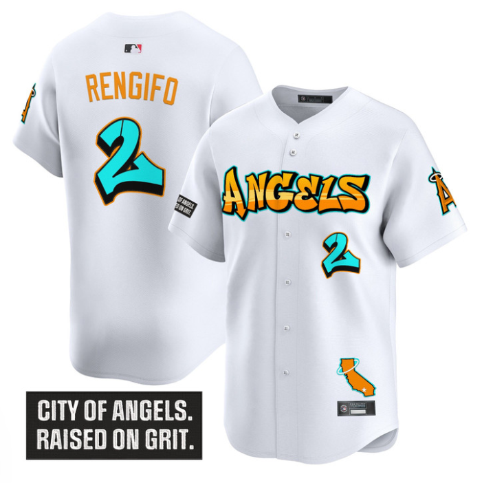 Luis Rengifo Jersey #2 Los Angeles Angels Graffiti Halo Drop Edition White