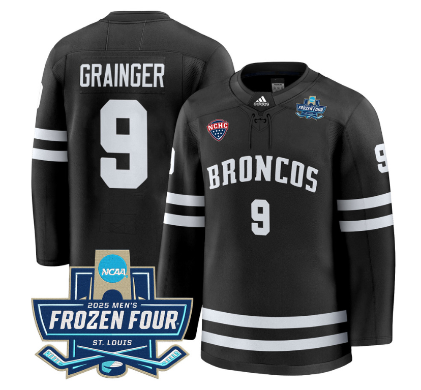Luke Grainger Jersey #9 Western Michigan Broncos 2025 Frozen Four Patch Stitched Black