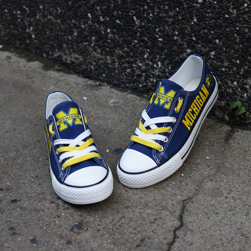 Michigan Wolverines Limited Print NCAA College Students Low Top Canvas Shoes Sport Sneakers 2